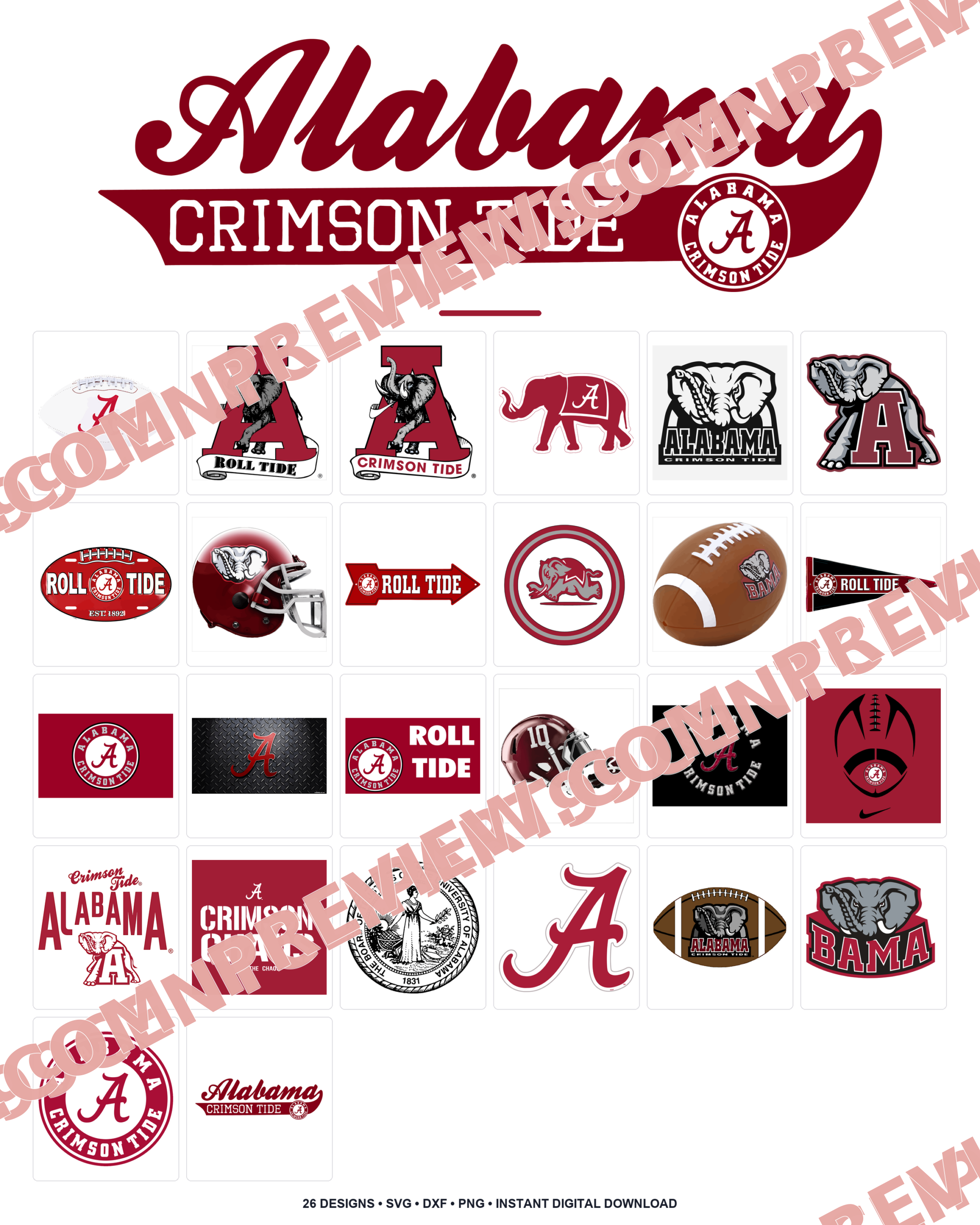 26 Alabama-Inspired Football Practice Designs | Standard & Premium Bundles