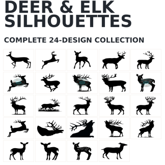24 Deer & Elk Silhouettes Designs | Standard & Premium Bundles
