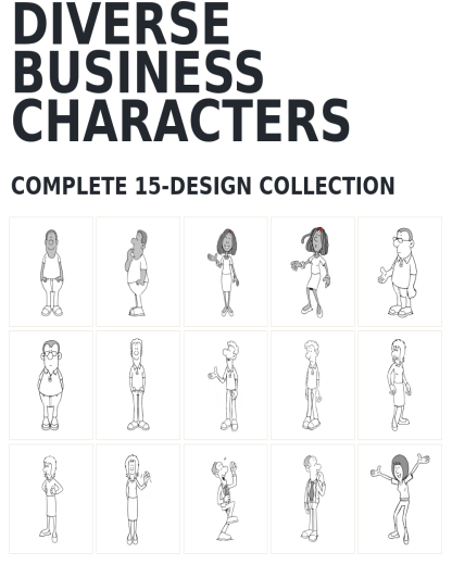 15 Diverse Business Characters Designs | Standard & Premium Bundles