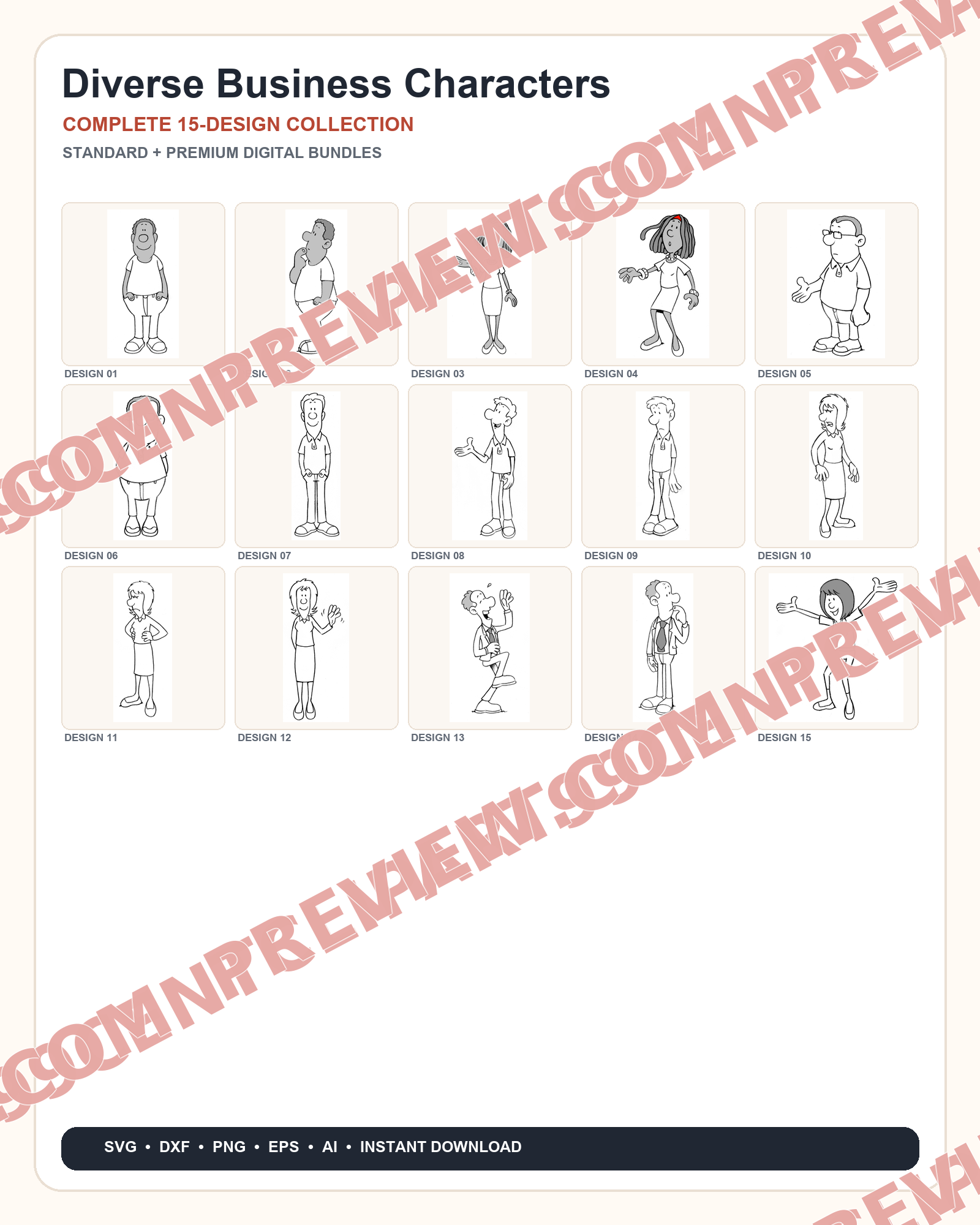 15 Diverse Business Characters Designs | Standard & Premium Bundles