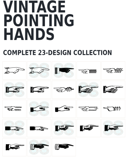 23 Vintage Pointing Hands Designs | Standard & Premium Bundles