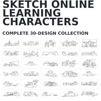 30 Sketch Online Learning Characters Designs | Standard & Premium Bundles