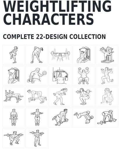 22 Weightlifting Characters Designs | Standard & Premium Bundles