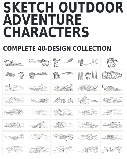 40 Sketch Outdoor Adventure Characters Designs | Standard & Premium Bundles