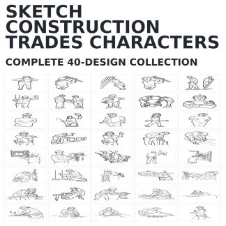 40 Sketch Construction Trades Characters Designs | Standard & Premium Bundles