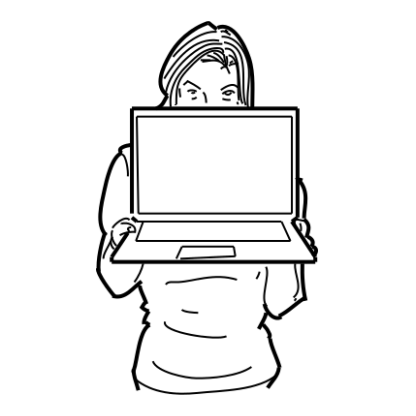 Sketch Businesswomen With Technology Design 03 | SVG, DXF & PNG