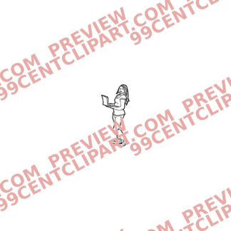 Sketch Businesswomen With Technology Design 06 | SVG, DXF & PNG