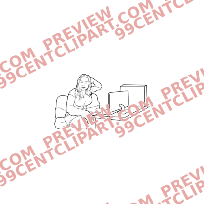 Sketch Businesswomen With Technology Design 31 | SVG, DXF & PNG
