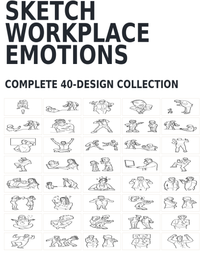 40 Sketch Workplace Emotions Designs | Standard & Premium Bundles