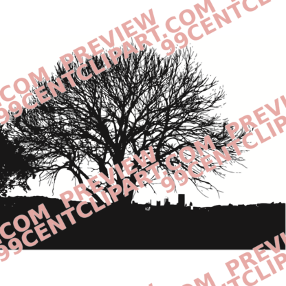 Tree Silhouettes Design 10 | SVG, DXF & PNG